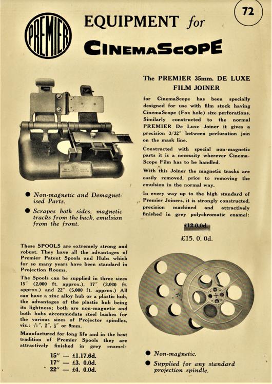 A preview of the Premier Equipment for CinemaScope. document.