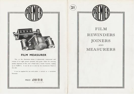 A preview of the Premier Film Rewinders Joiners And Measurers document.