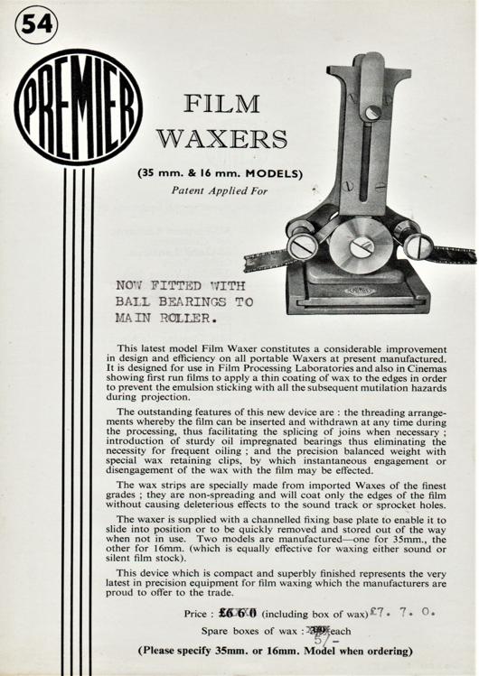 A preview of the Premier Film Waxers document.