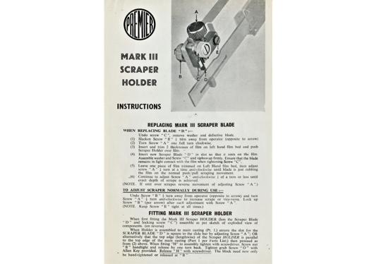 A preview of the Premier Mark III Scraper Holder document.