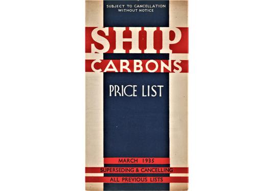 A preview of the Ship Carbons Price List - March 1935 document.