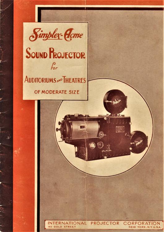 A preview of the Simplex-Acme Sound Projector for Auditoriums and Theatres of Moderate Size document.