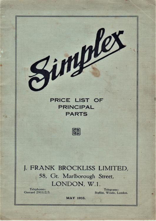 A preview of the Simplex - Price List of Principal Parts document.