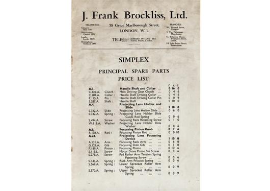 A preview of the Simplex Principal Spare Parts Price List document.