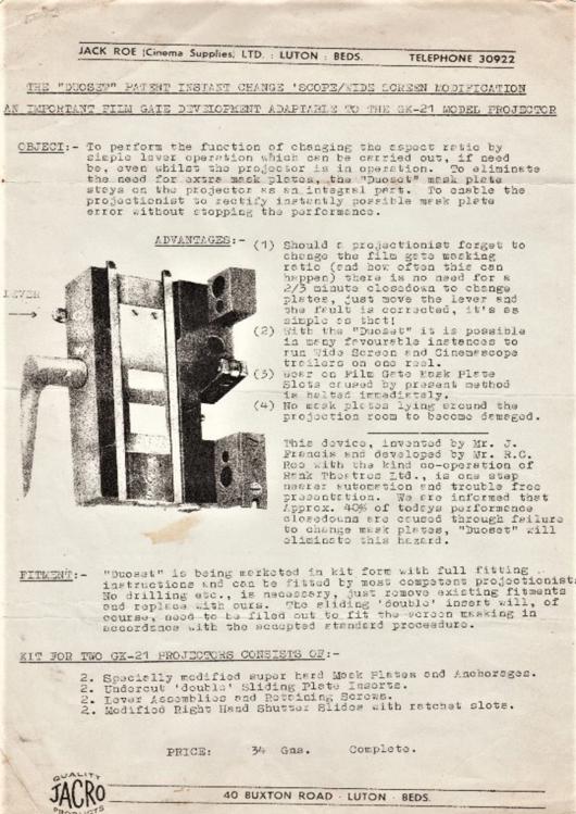 A preview of the The "Duoset" Patent Instant Change 'Scope/Wide Screen Modification document.