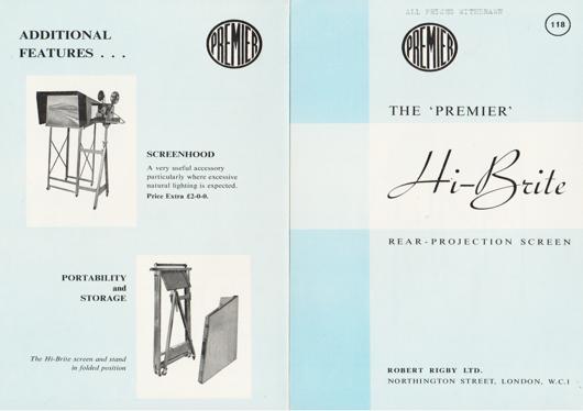 A preview of the The Premier Hi-Brite Rear Projection Screen document.