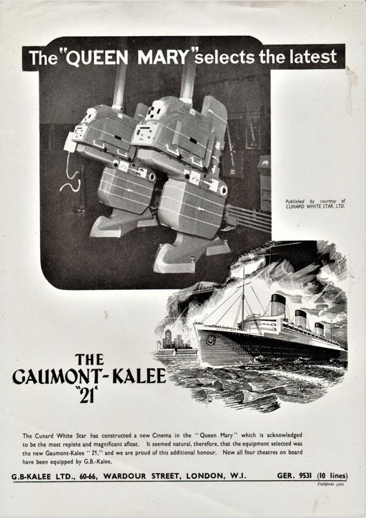 A preview of the The "Queen Mary" selects the latest - The Gaumont-Kalee "21" document.