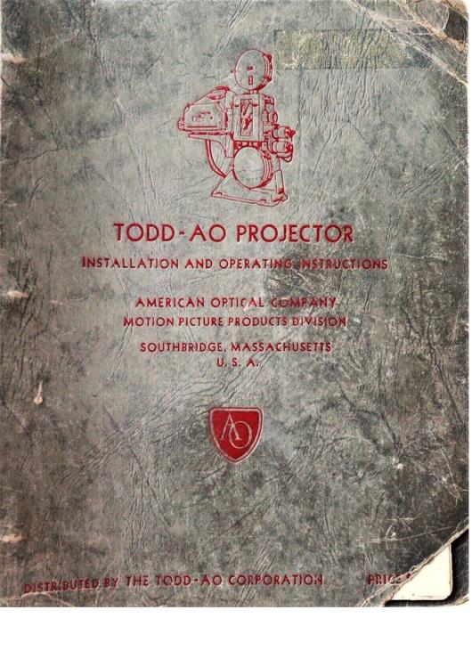 A preview of the Todd-AO Projector - Installation And Operating Instructions document.