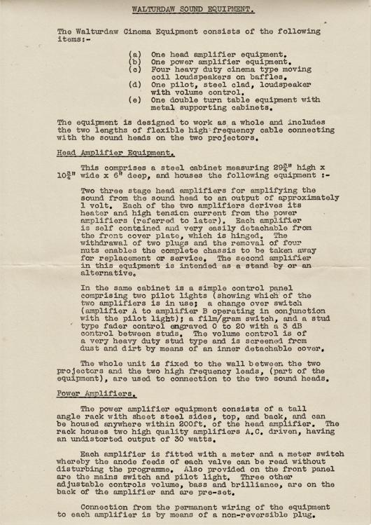 A preview of the Walturdaw Sound Equipment document.