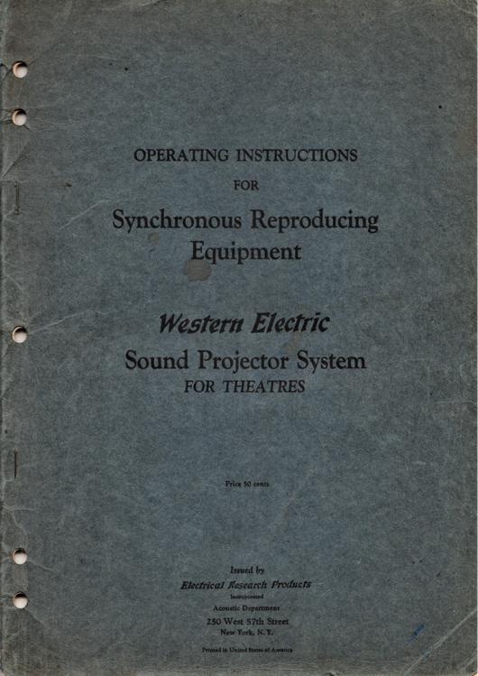 A preview of the Western Electric - Operating Instructions for Synchronous Reproducting Equipment document.