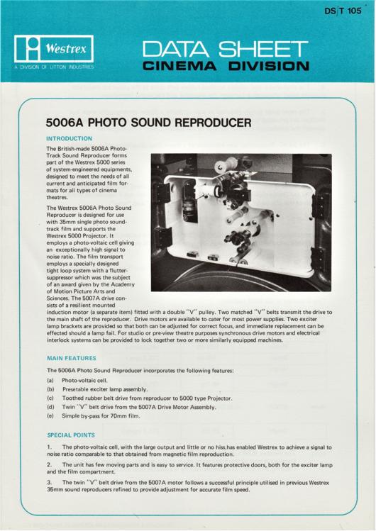A preview of the Westrex 5006A Photo Sound Reproducer document.