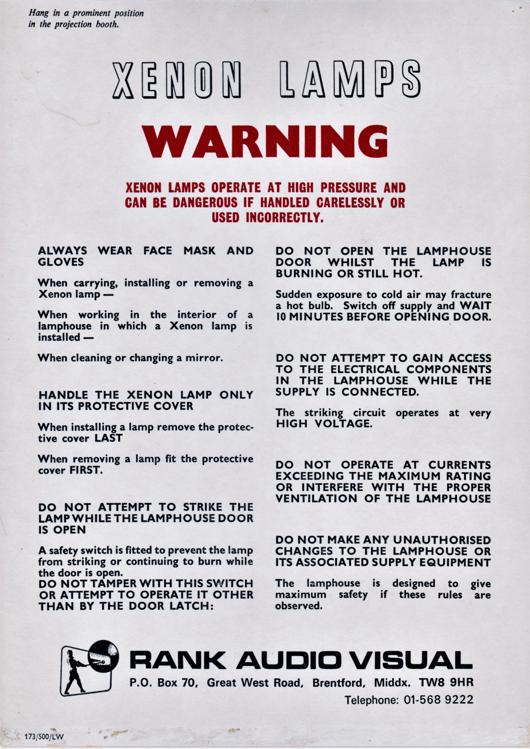 A preview of the Xenon Lamps Warning document.