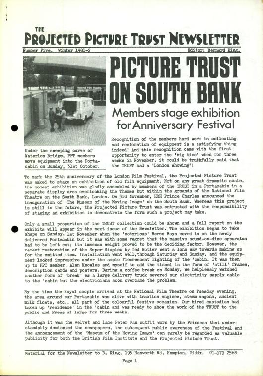 The front cover of Newsletter No. 5.