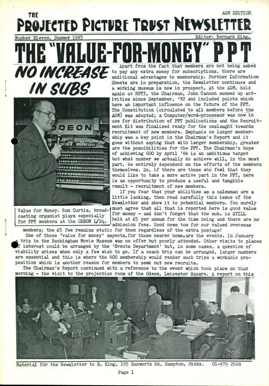 The front cover of Newsletter No. 11.