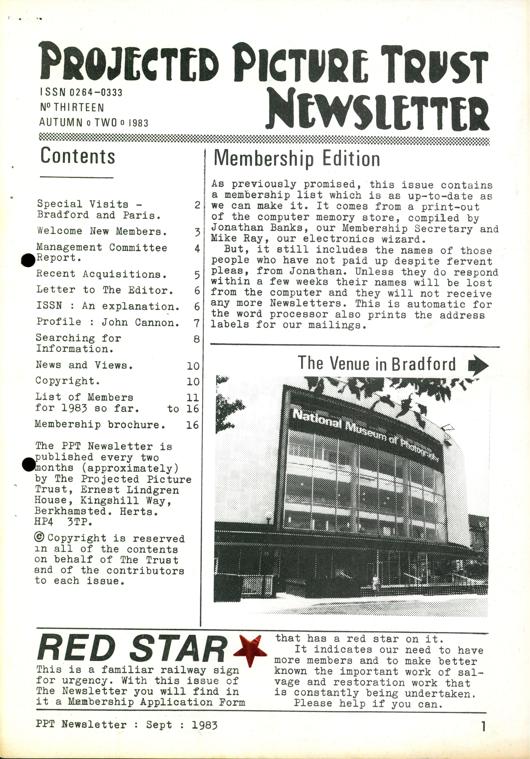 The front cover of Newsletter No. 13.