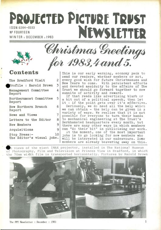 The front cover of Newsletter No. 14.