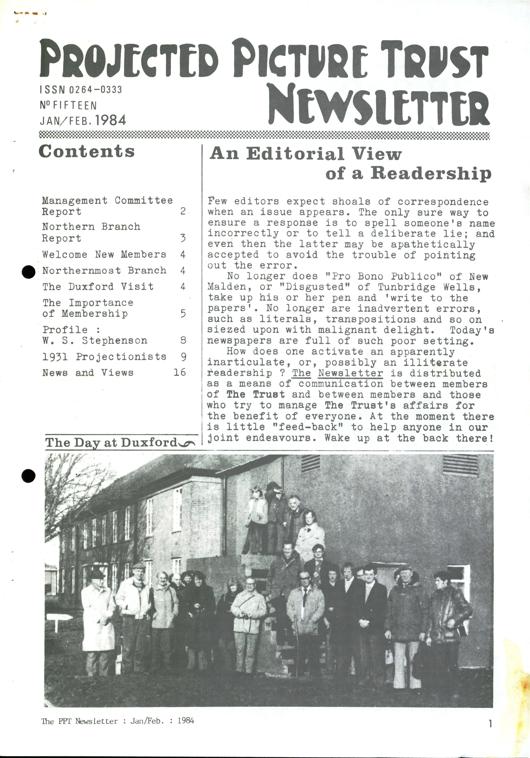 The front cover of Newsletter No. 15.