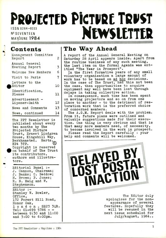 The front cover of Newsletter No. 17.