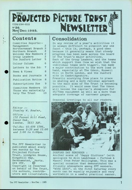 The front cover of Newsletter No. 26.