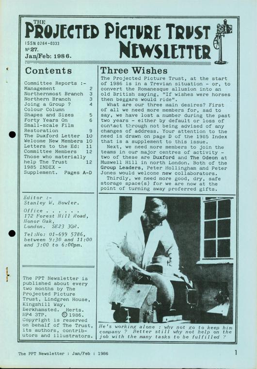 The front cover of Newsletter No. 27.