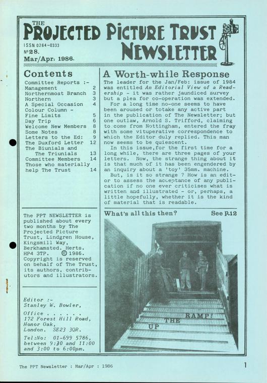 The front cover of Newsletter No. 28.