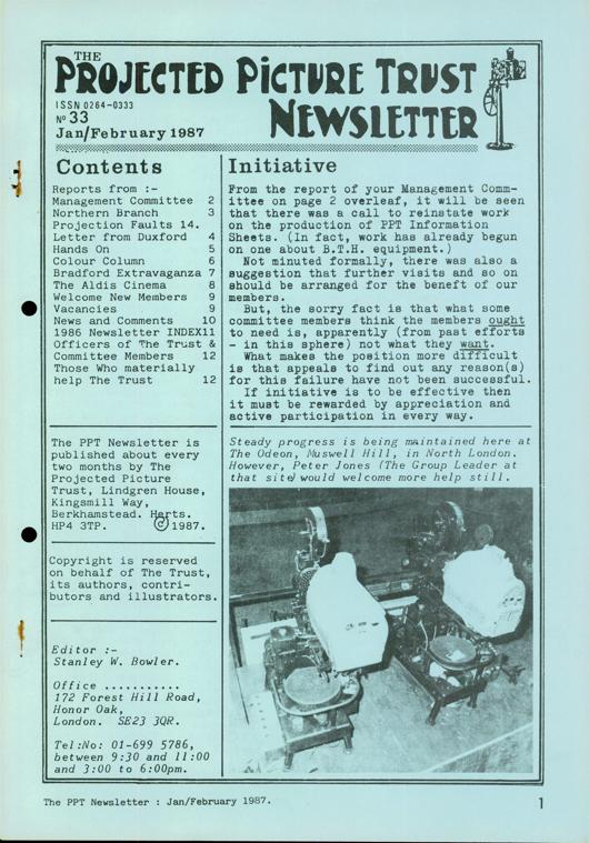 The front cover of Newsletter No. 33.