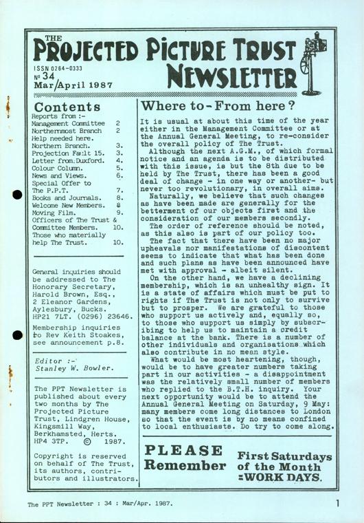 The front cover of Newsletter No. 34.