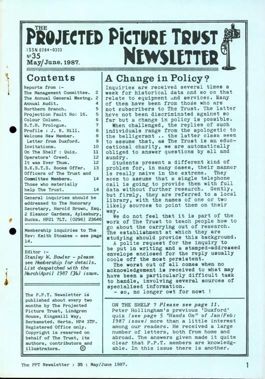 The front cover of Newsletter No. 35.