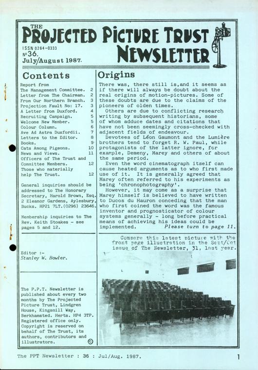 The front cover of Newsletter No. 36.