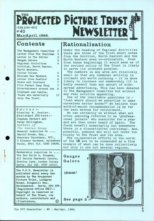 The front cover of Newsletter No. 40.