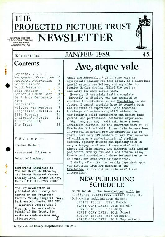 The front cover of Newsletter No. 45.