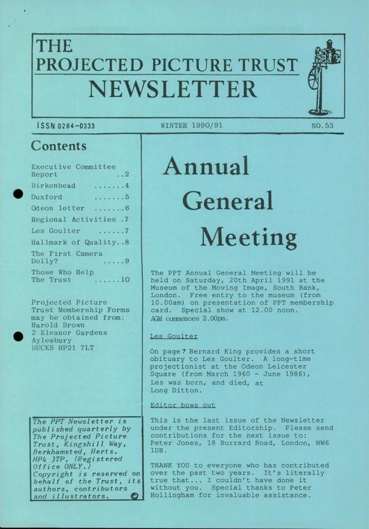 The front cover of Newsletter No. 53.